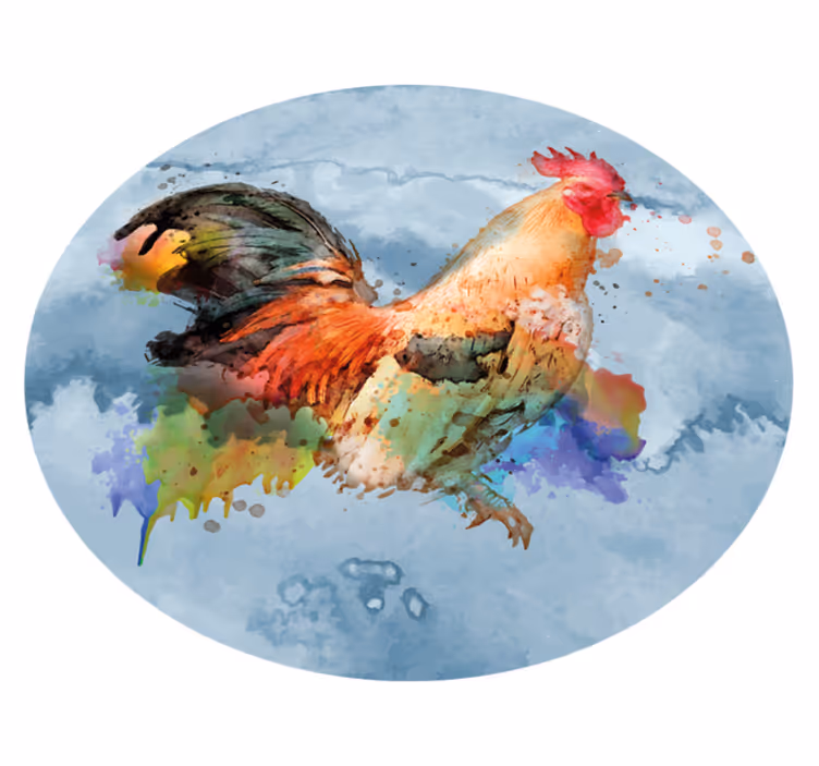 Vinyl tapijt dierenprint kleurrijke haan spetter - TenStickers