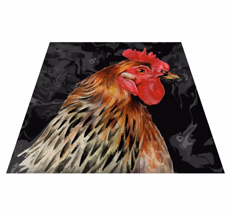 Kleurrijke hanenkop vinyl tapijt dierenprint - TenStickers