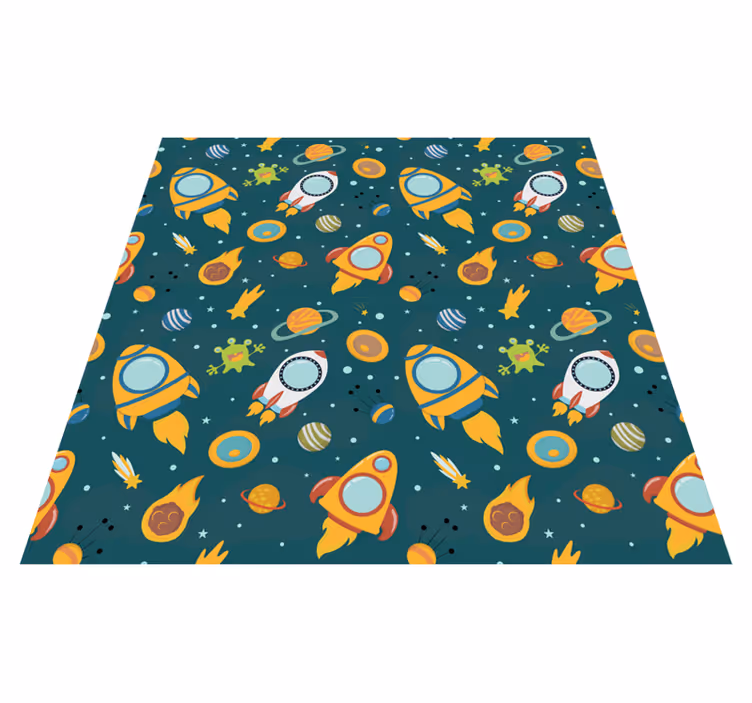 Raket ruimteavontuur vinyl tapijt sterren - TenStickers