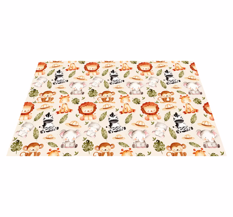 Schattige safari dieren vinyl tapijt baby - TenStickers