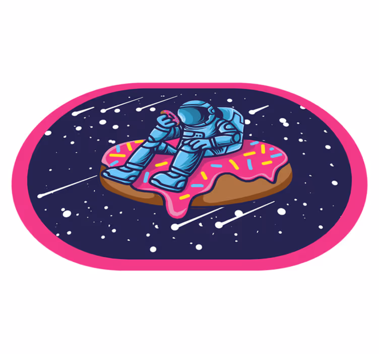Astronaut op donut vinyl tapijt tiener - TenStickers