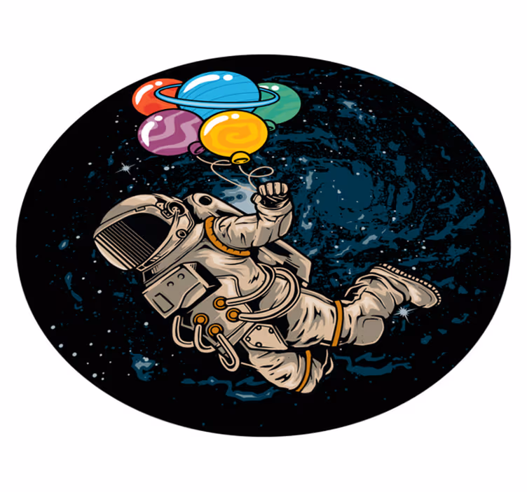 Astronaut met ballonnen vinyl tapijt voor meer kinderen - TenStickers