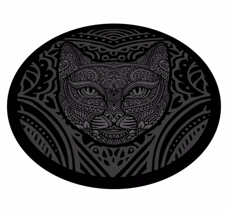 Zwarte kattengezicht dieren vinyl tapijt - TenStickers