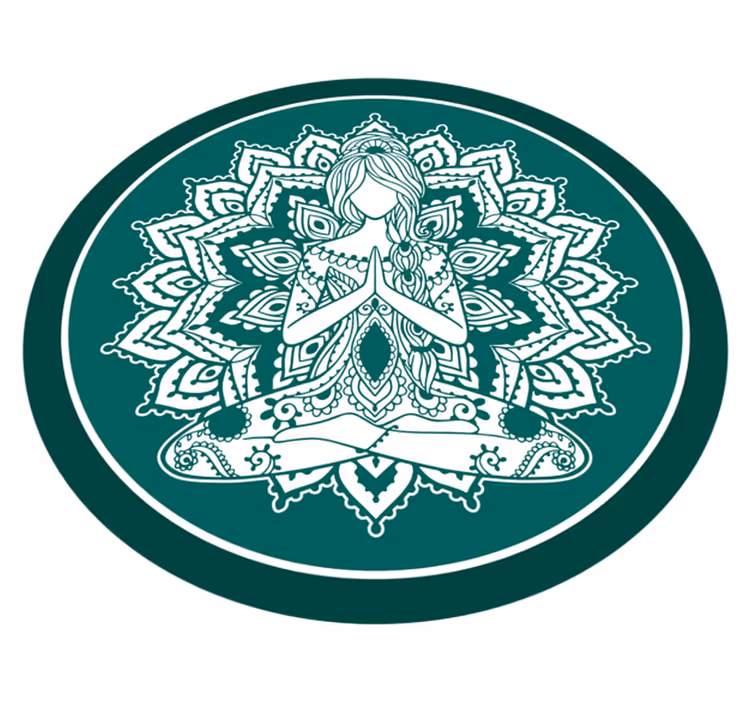 Meditatieve groene kunst vinyl tapijt mandala - TenStickers