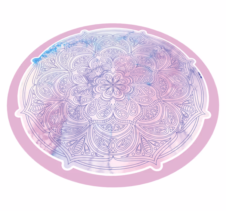 Pastelroze bloemen vinyl tapijt mandala - TenStickers