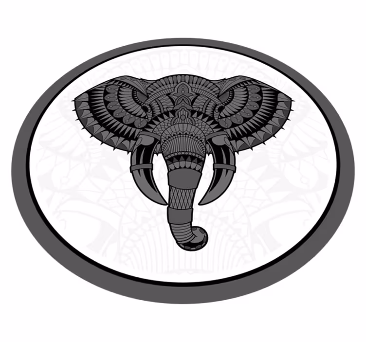 Olifant grijze mandala dieren vinyl tapijt - TenStickers