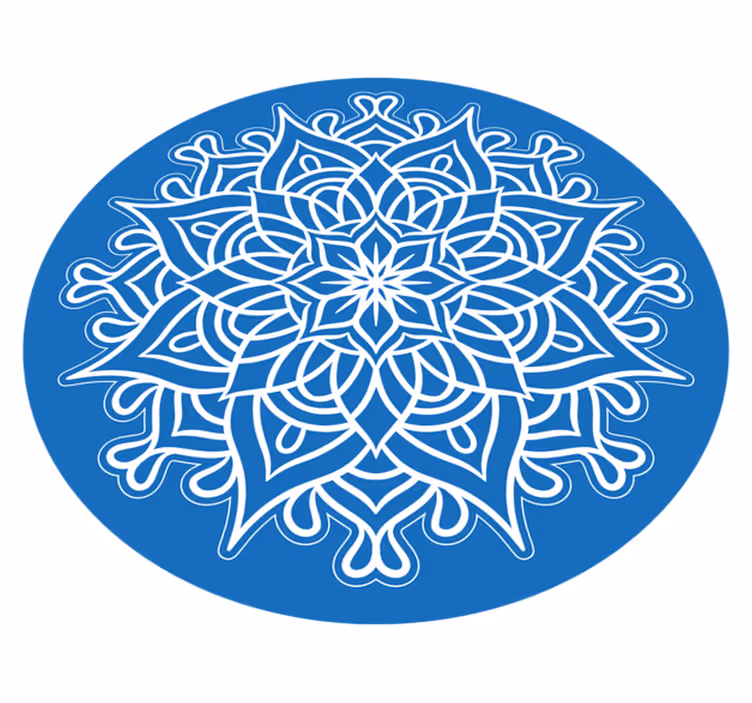 Ingewikkelde blauwe compositie vinyl tapijt mandala - TenStickers