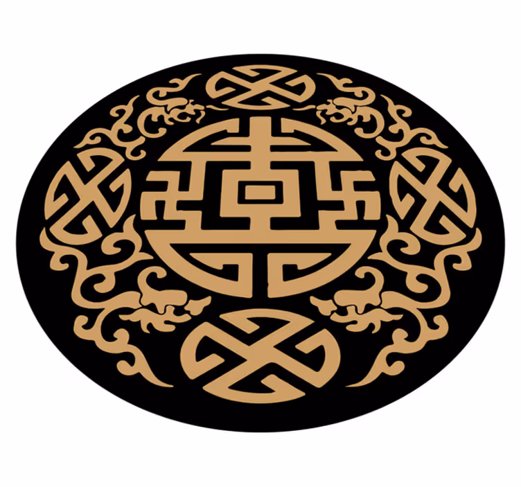 Cultureel symboolmotief vinyl vloerkleed rond - TenStickers