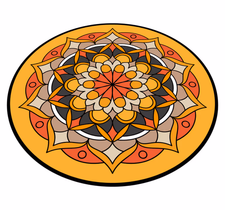 Levendig mandala-element vinyl vloerkleed rond - TenStickers