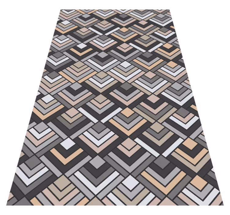 Gelaagde chevronvormen vinyl tapijt geometrisch - TenStickers