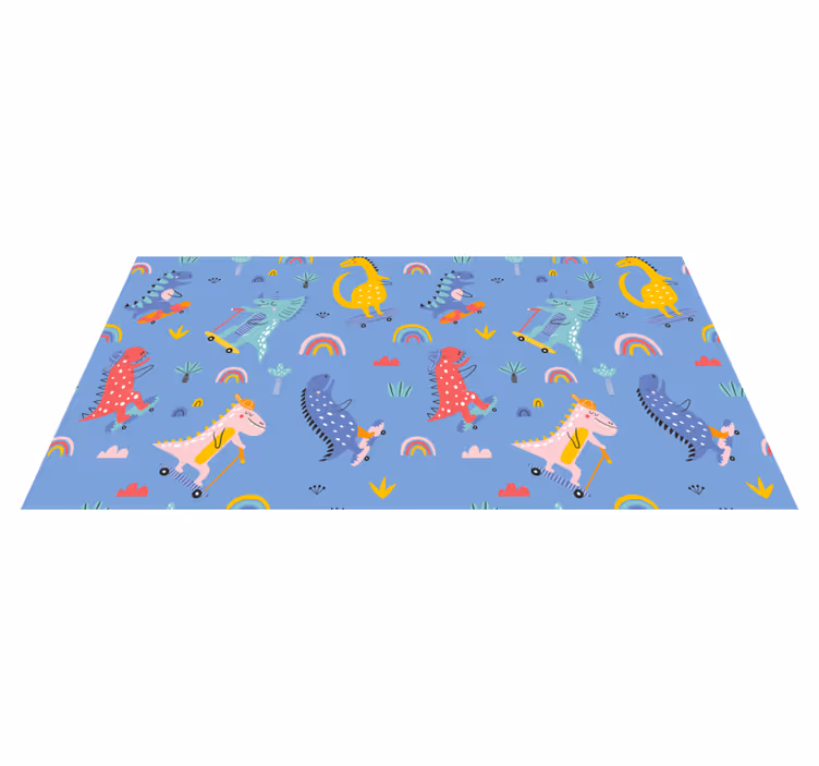 Kleurrijk dinosaurusavontuur vinyl tapijt kind - TenStickers