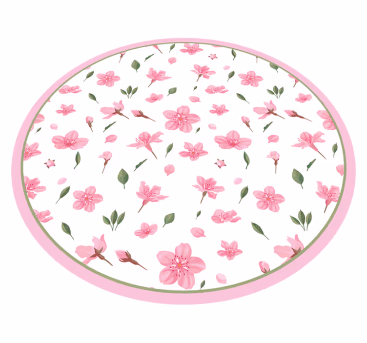 Bloeiende roze flora vinyl tapijt bloemen en planten - TenStickers