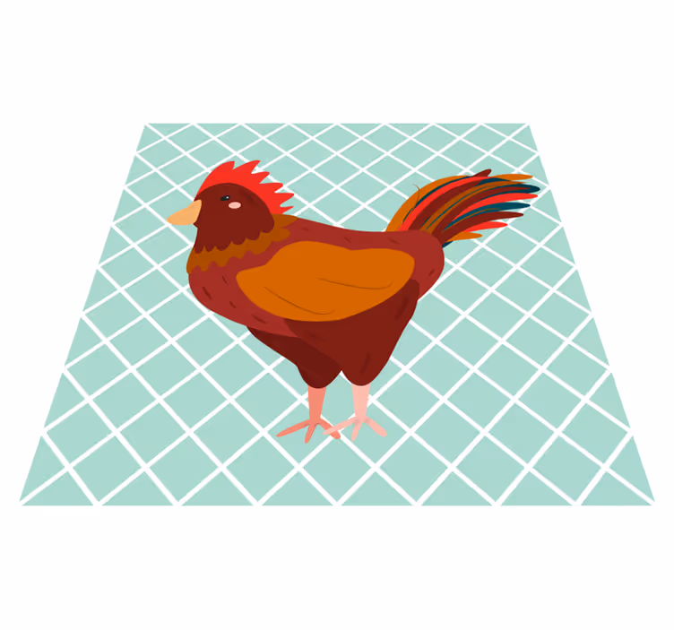 Kleurrijke haan illustratie vinyl vloerkleed keuken - TenStickers