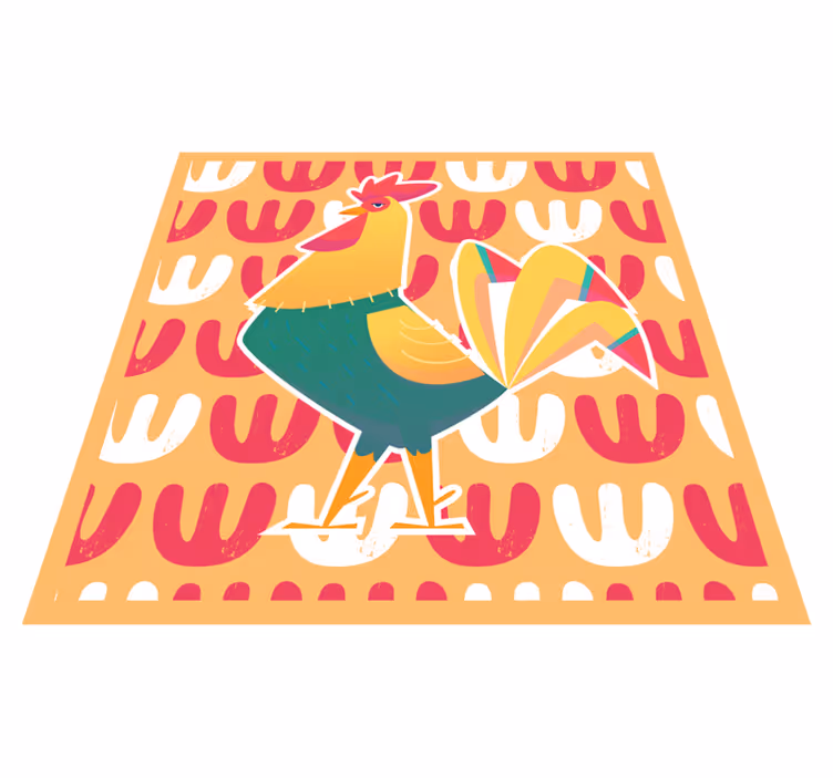 Kleurrijke hanenkunst dieren vinyl tapijt - TenStickers