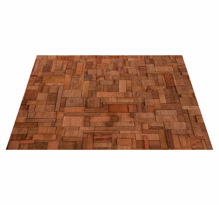 Warm blokpatroon vinyl tapijt met houtstructuur - TenStickers