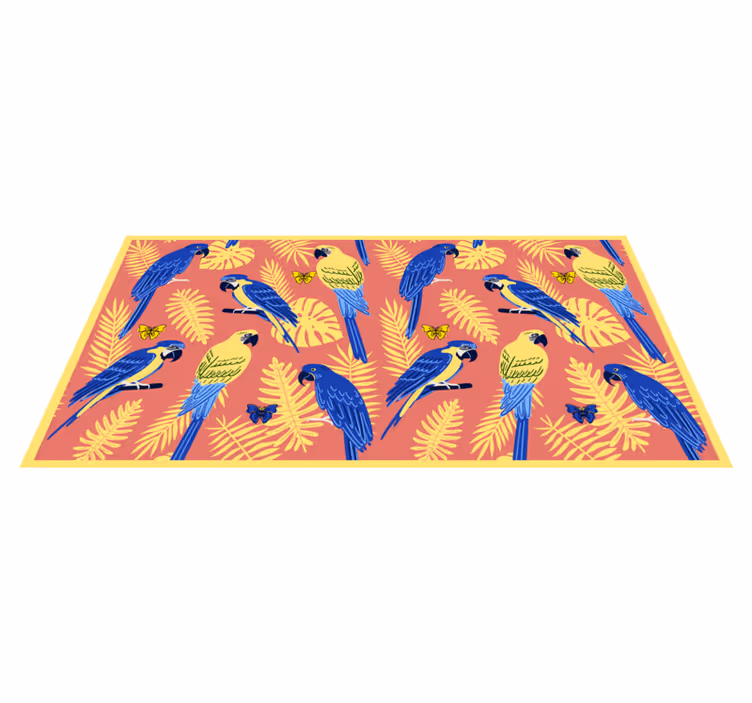 Tropische papegaaienpatronen vinyl tapijt natuur - TenStickers