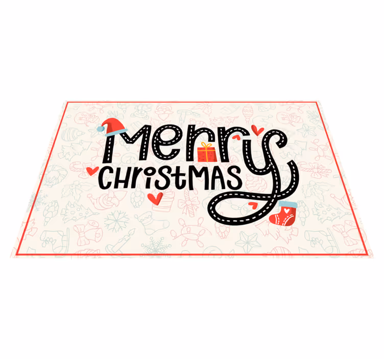 Vrolijke groet vinyl tapijt kerstmis - TenStickers