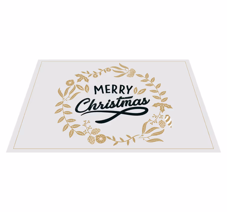 Vrolijke gouden groet vinyl tapijt kerstmis - TenStickers