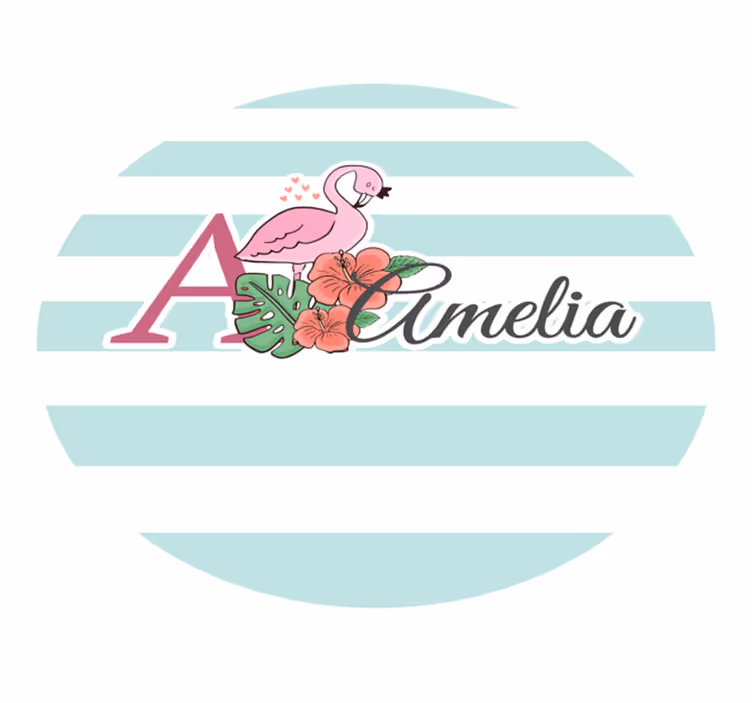 Flamingo decoratie vinyl tapijt met naam - TenStickers