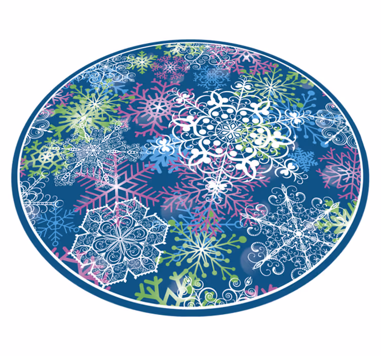 Kleurrijk sneeuwvlokpatroon vinyl tapijt kerstmis - TenStickers