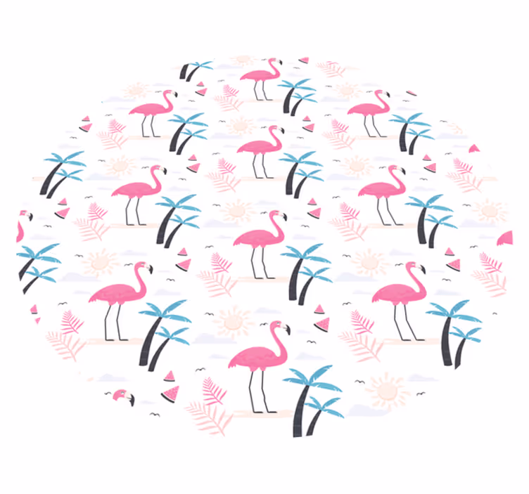 Flamingo tropische scène vinyl tapijt tiener - TenStickers