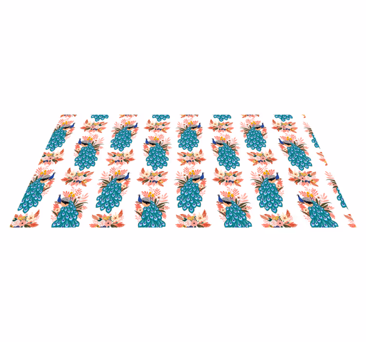 Pauw bloemenpatroon vinyl tapijt bloemen en planten - TenStickers