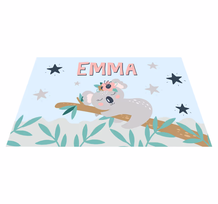 Koala-nacht vinyl tapijt met naam - TenStickers