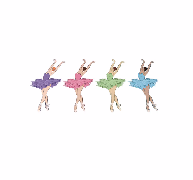 Balletdansers set vinyl tapijt voor meer kinderen - TenStickers