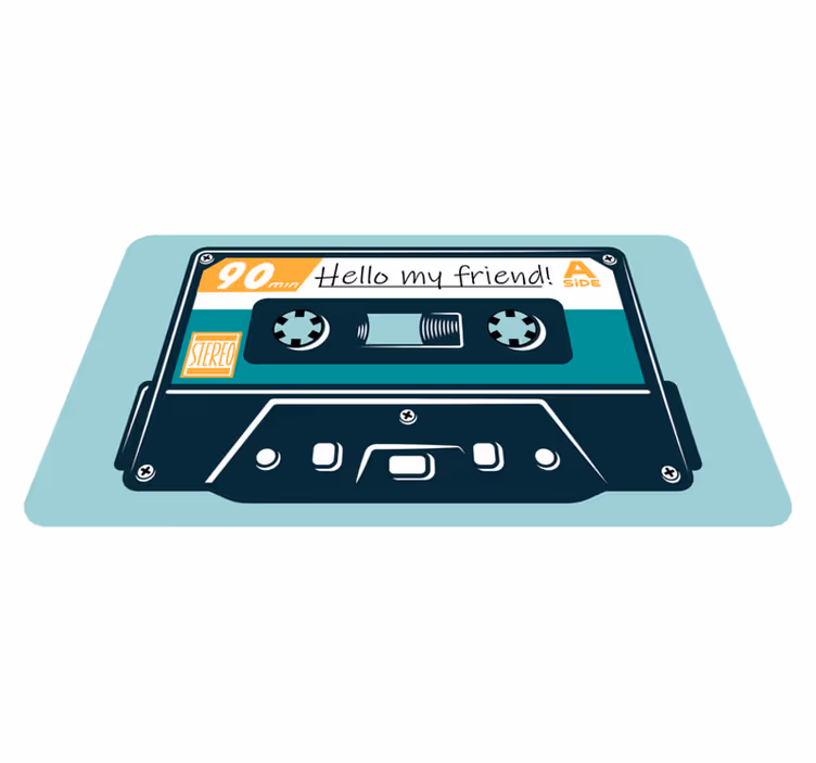 Cassettebandje groet vinyl tapijt met naam - TenStickers