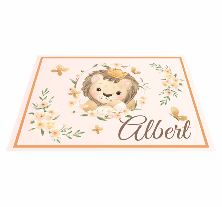 Baby leeuw met naam vinyl tapijt voor meer kinderen - TenStickers