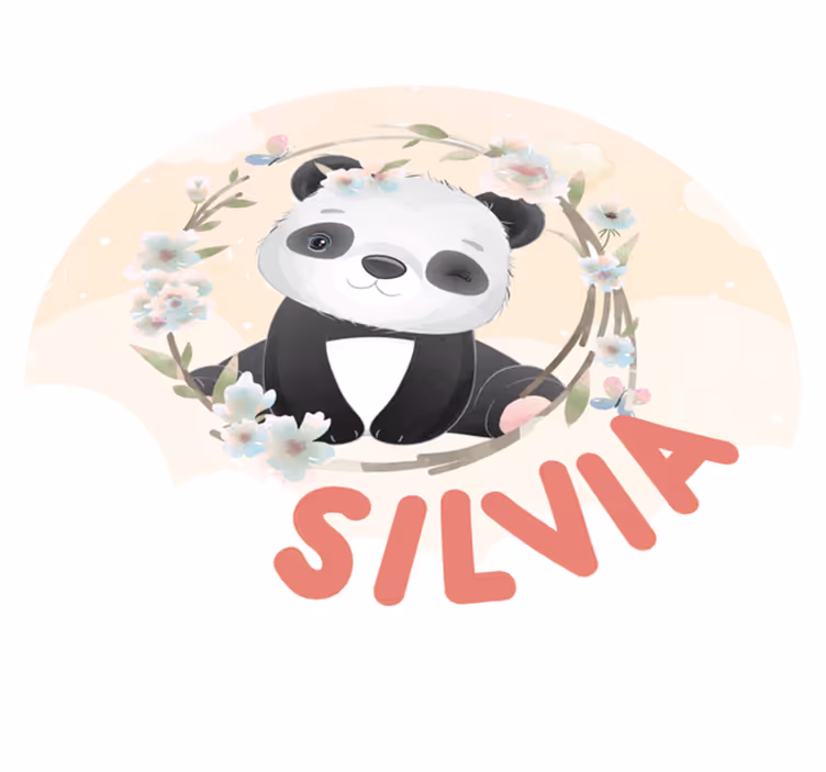 Vinyl tapijt met naam schattige panda kunst - TenStickers