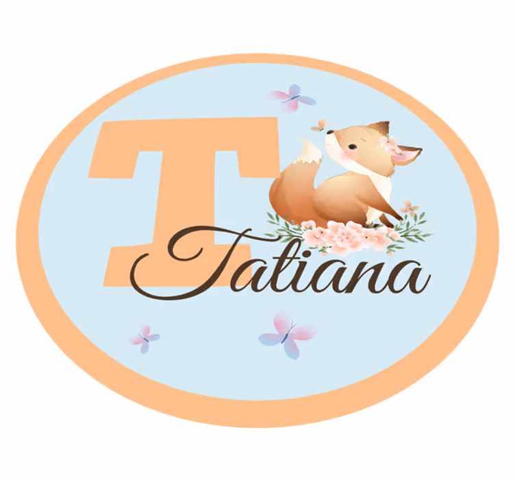 Schattige vosillustratie vinyl tapijt met naam - TenStickers