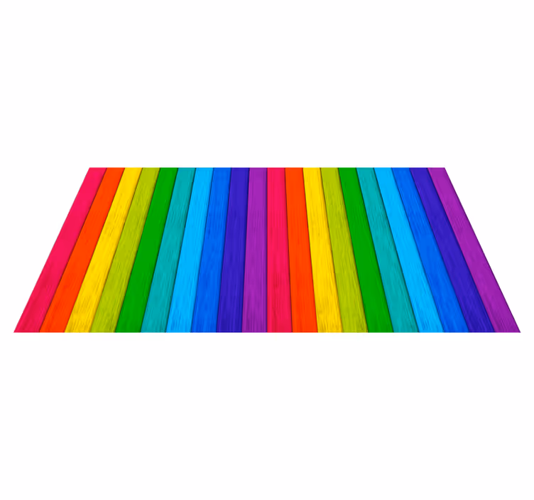 Regenboog gestreepte lay-out vinyl tapijt met houtstructuur - TenStickers