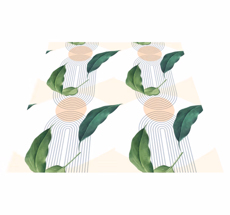 Bladachtige geometrische patronen vinyl tapijt natuur - TenStickers