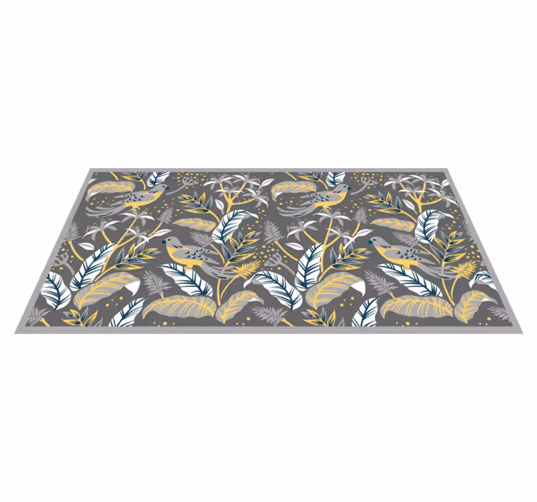 Tropische groene print vinyl tapijt bloemen en planten - TenStickers