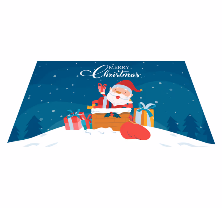 Vrolijke kerstsfeer vinyl tapijt kerstmis - TenStickers