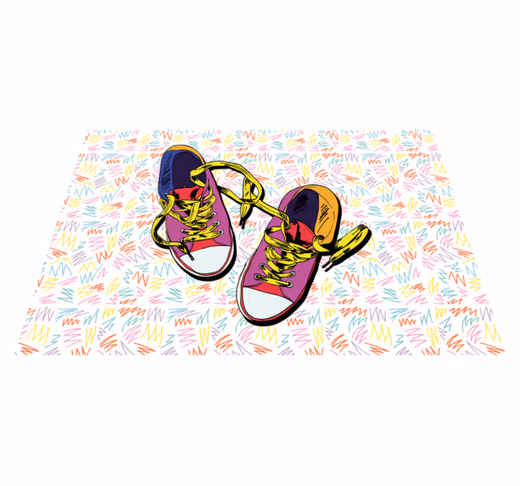 Kleurrijk sneakerpatroon vinyl tapijt tiener - TenStickers