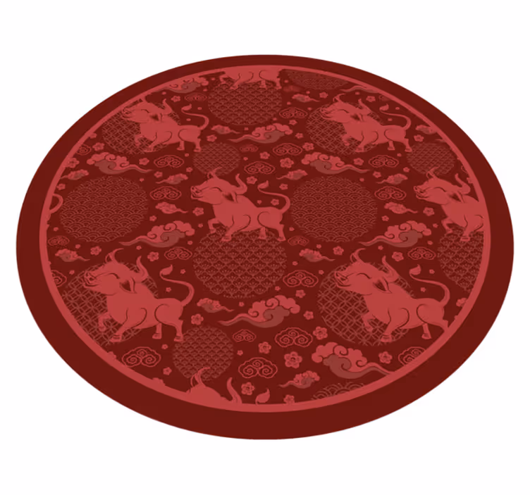 Speels ossenpatroon vinyl tapijt woonkamer - TenStickers