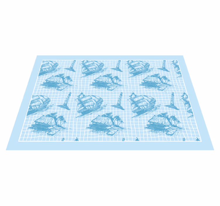 Kustthema-motieven vinyl tapijt badkamer - TenStickers
