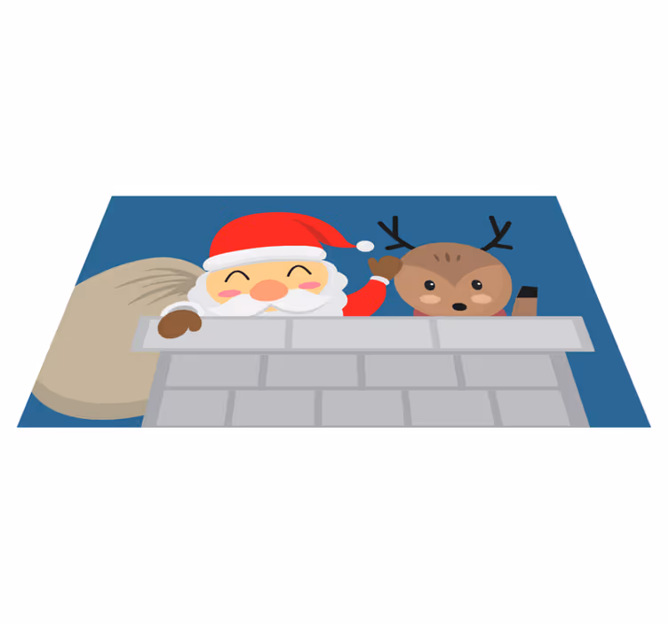 Vrolijke kerstscène vinyl tapijt kerstmis - TenStickers