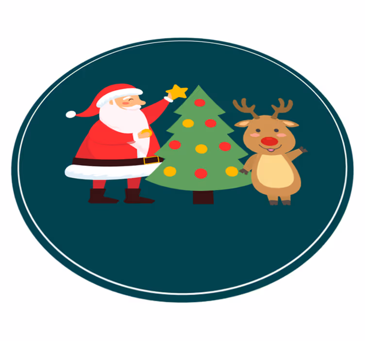 Feestelijke kerstscène vinyl tapijt kerstmis - TenStickers