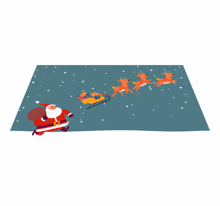 De sleetocht van de kerstman vinyl tapijt kerstmis - TenStickers