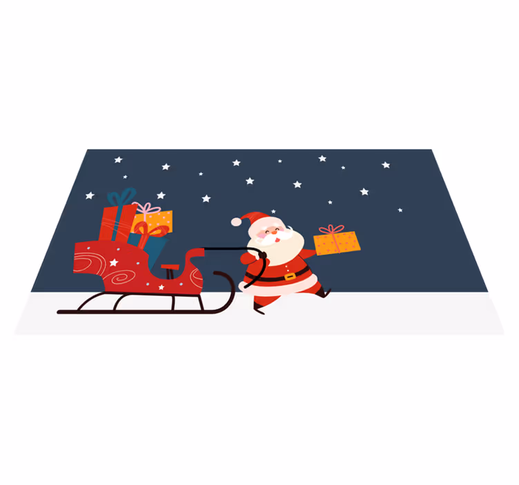 De vrolijke slee van de kerstman vinyl tapijt kerstmis - TenStickers