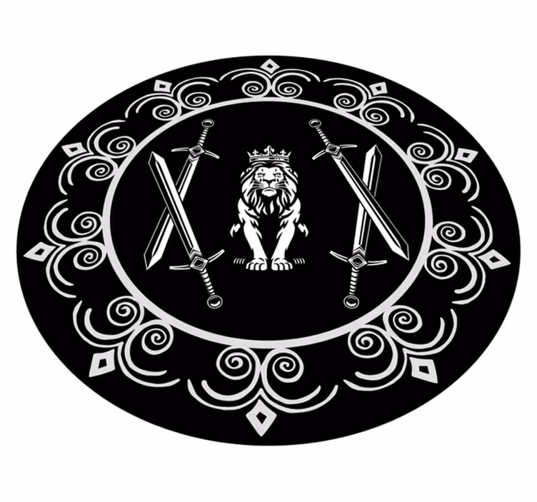Majestueuze leeuw embleem vinyl vloerkleed rond - TenStickers