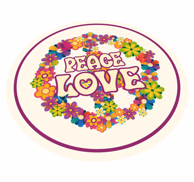 Vreedzame boodschap vinyl tapijt bloemen en planten - TenStickers