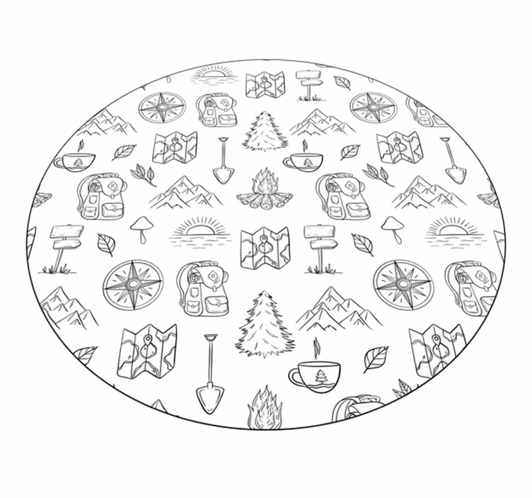 Kampeeravontuur iconen vinyl tapijt voor meer kinderen - TenStickers
