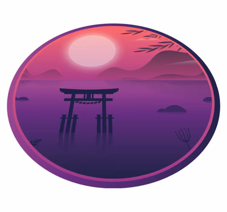 Serene zonsondergang vinyl vloerkleed rond - TenStickers