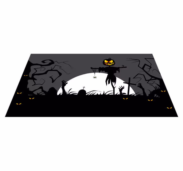 Griezelige begraafplaatsomgeving vinyl tapijt Halloween - TenStickers