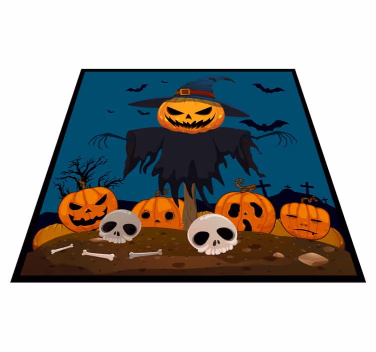 Spookachtige pompoenscène vinyl tapijt Halloween - TenStickers