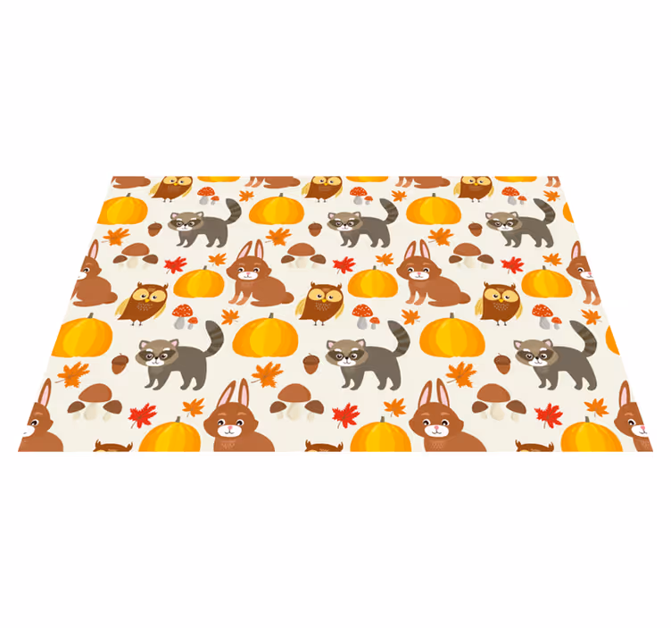 Herfst dierenfiguren vinyl tapijt baby - TenStickers